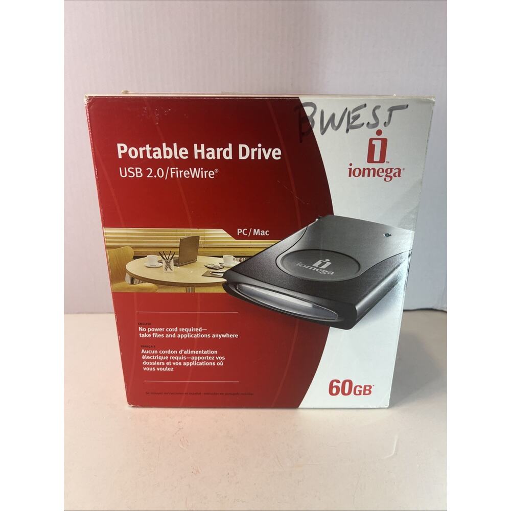 Iomega Portable Hard Drive USB 2.0/FireWire 60 GB MODEL 16DG04007M USED/Tested